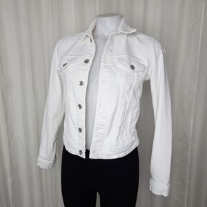 Tractr Blu White Distresssed Denim Jacket XS